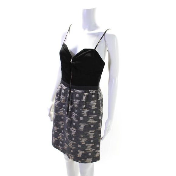 Vena Cava Women Metallic Jacquard Mini Sleeveless Sheath Dress Black Gold Size 4 - Picture 2 of 4